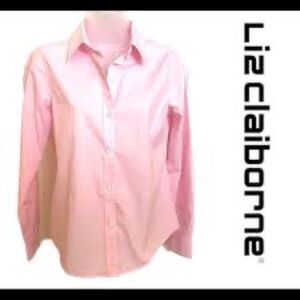NWT LIZ CLAIBORNE L Petite LizSport Carefree Essential Iron Free Button Down Top